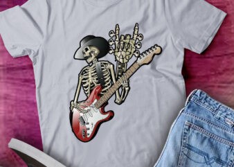 Rock On Skeleton Guitarist Funny Rock and Roll Guitar Gift lts-d t shirt design online