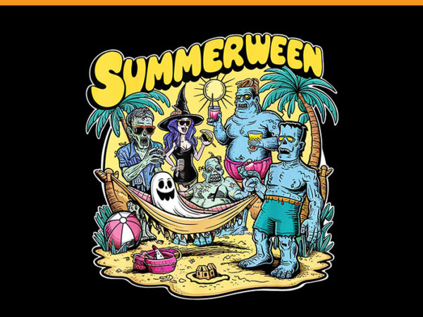 Happy summerween png, summer halloween holiday beach vibes spooky png graphic t shirt