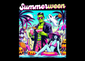 Happy Summerween PNG, Summer Halloween Holiday Beach Vibes Spooky PNG graphic t shirt