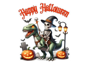 Spooky Ghoul Summer PNG, Skeleton And Dinosaur Halloween PNG