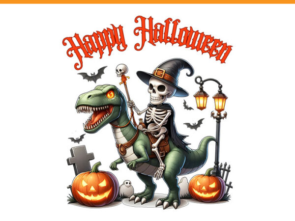 Spooky ghoul summer png, skeleton and dinosaur halloween png t shirt template vector