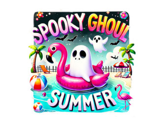 Spooky Ghoul Summer Ghost Flamingo PNG