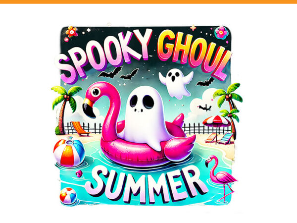 Spooky ghoul summer ghost flamingo png t shirt template vector