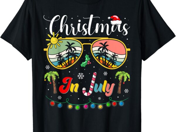 Santa claus sunglasses beach christmas in july men women kid t-shirt