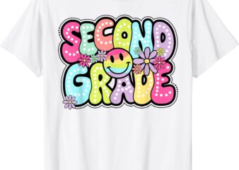 Second Grade Groovy Happy First Day Of School Bright Dots T-Shirt