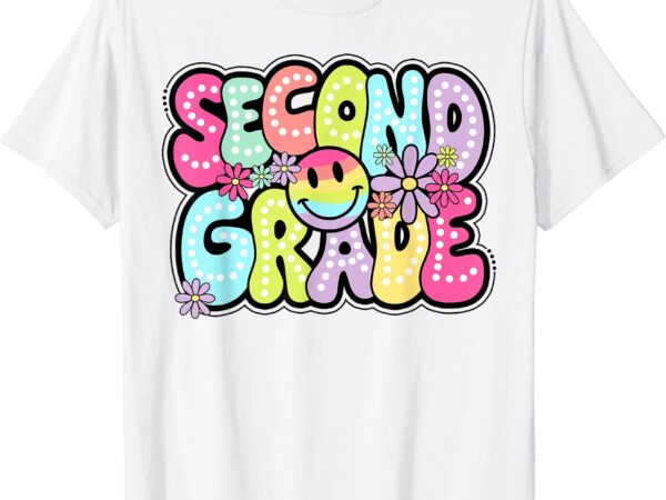 Second grade groovy happy first day of school bright dots t-shirt