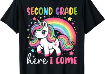 Second Grade Here I Come Unicorn Girls Kids Back To School T-Shirt