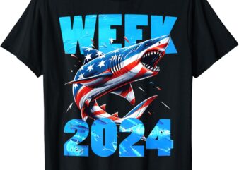 Shark 2024 Week Passion For Shark USA America Flag T-Shirt