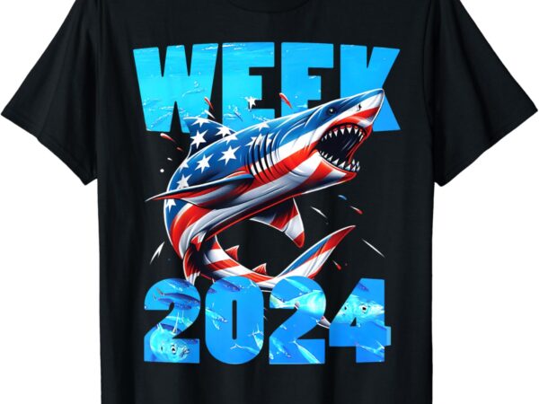 Shark 2024 week passion for shark usa america flag t-shirt