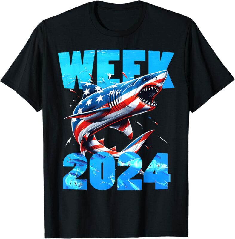 Shark 2024 Week Passion For Shark USA America Flag T-Shirt