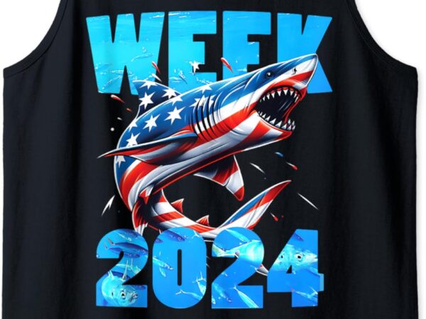 Shark 2024 week passion for shark usa america flag tank top t shirt template vector