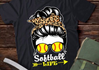 Softball Messy Bun Hair Funny Softball Player Love Softball lts-d t shirt template vector