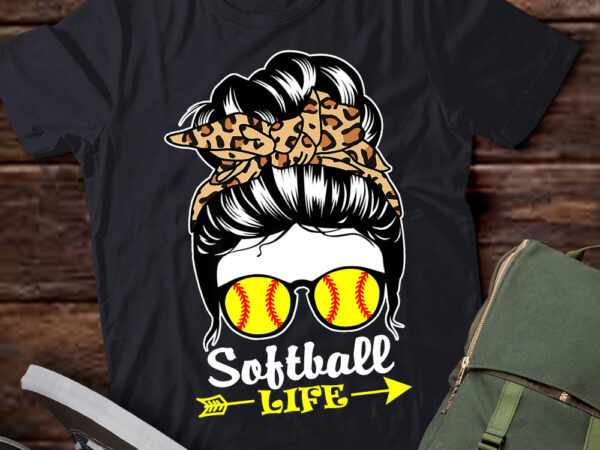 Softball messy bun hair funny softball player love softball lts-d t shirt template vector