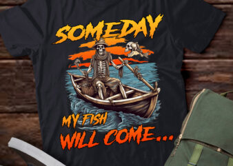 Someday My Fish Will Come Vintage 90s Retro Skull Fishing lts-d