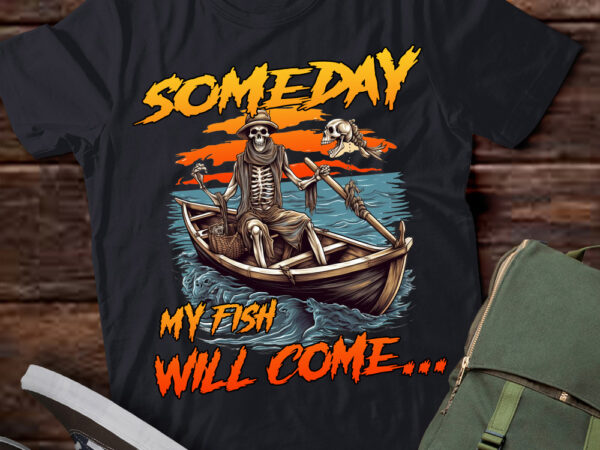 Someday my fish will come vintage 90s retro skull fishing lts-d t shirt template vector