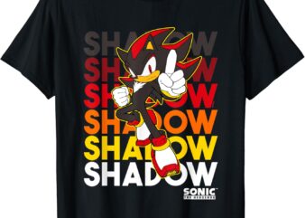 Sonic The Hedgehog Shadow Stacked Text Cool Logo T-Shirt