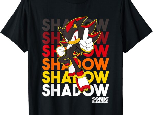 Sonic the hedgehog shadow stacked text cool logo t-shirt