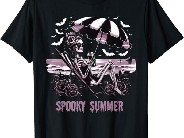 Spooky summer skeleton halloween summer vibes spooky season t-shirt