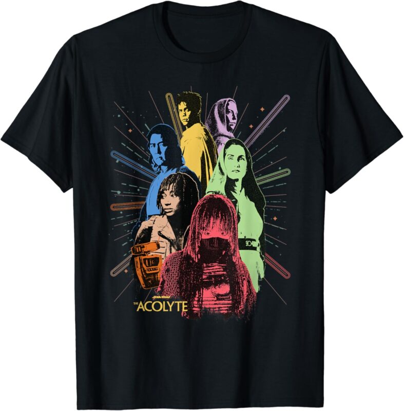 Star Wars The Acolyte Disney+ Retro Color Block Characters T-Shirt