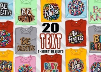 Typographic t-shirt design bundle with 20 png & jpeg designs – download instantly inspirational T-shirt