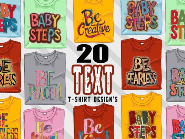 Typographic t-shirt design bundle with 20 png & jpeg designs – download instantly inspirational t-shirt design