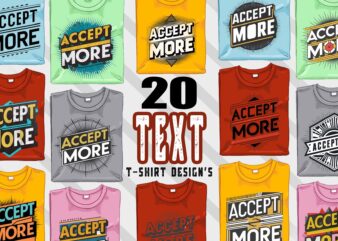 Typographic t-shirt design bundle with 20 png & jpeg designs – download instantly inspirational T-shirt Design