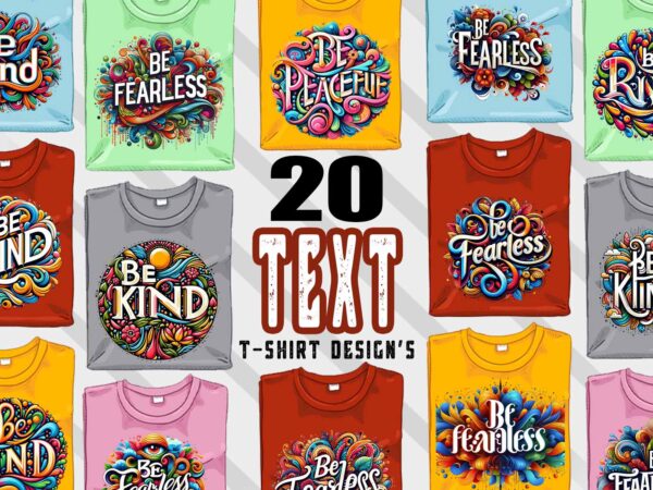 Typographic t-shirt design bundle with 20 png & jpeg designs – download instantly inspirational t-shirt design