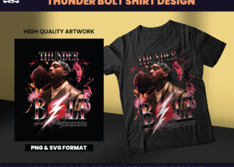 Thunder Bolt Shirt Design, Streetwear Designs, Aesthetic Design, shirt designs, Graphics shirt, Bootleg Design, DTF, DTG
