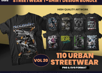 110 Urban Streetwear Designs, T-shirt Design bundle, Streetwear Designs, Aesthetic Design, shirt designs, Graphics shirt, DTF, DTG