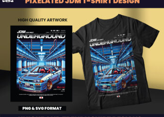 Pixelated JDM Sport car Streetwear Designs, T-shirt Design bundle, Streetwear Designs, shirt designs, Graphics shirt, DTF, DTG