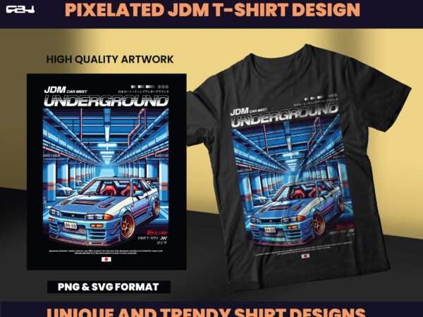 Pixelated jdm sport car streetwear designs, t-shirt design bundle, streetwear designs, shirt designs, graphics shirt, dtf, dtg