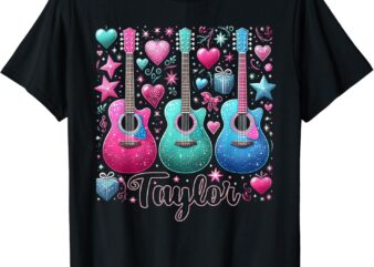Taylor First Name Personalized Groovy 80’s Pink Retro T-Shirt