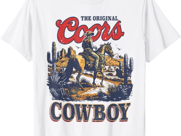 The original coors cowboy western country cowhide riding t-shirt