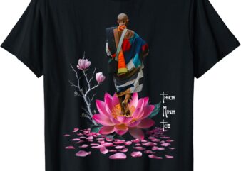Thich Minh Tue Vietnamese Buddha Peace Lotus Calligraphy T-Shirt