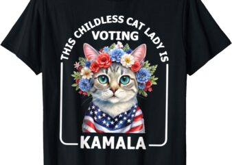 This Childless Cat Lady, Ladies is Voting Kamala Election 24 T-Shirt (2)