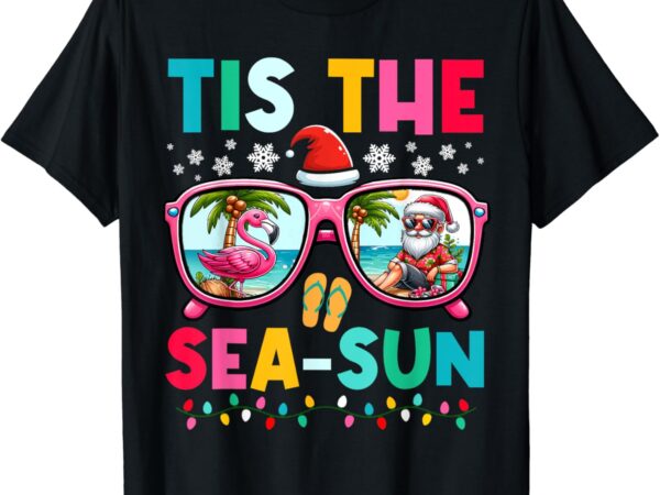 Tis the sea sun christmas in july santa beach summer t-shirt