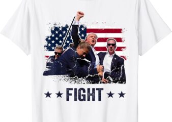 Trump 2024 Fight Fist Rally Trump Rally 2024 American Flag T-Shirt