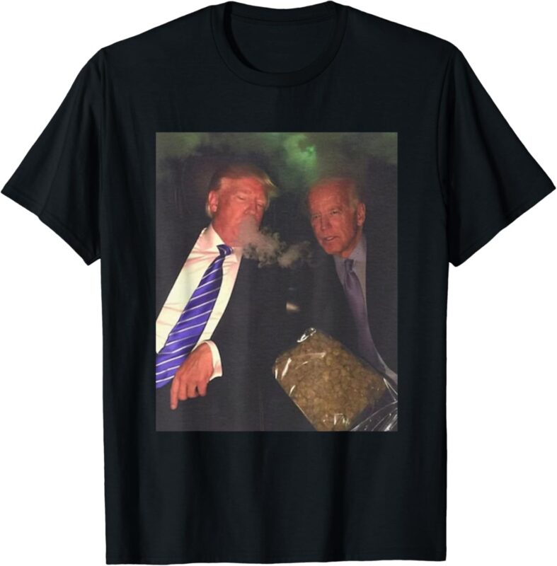 Trump And Biden Smoking Weed , Funny Politics T-shirt