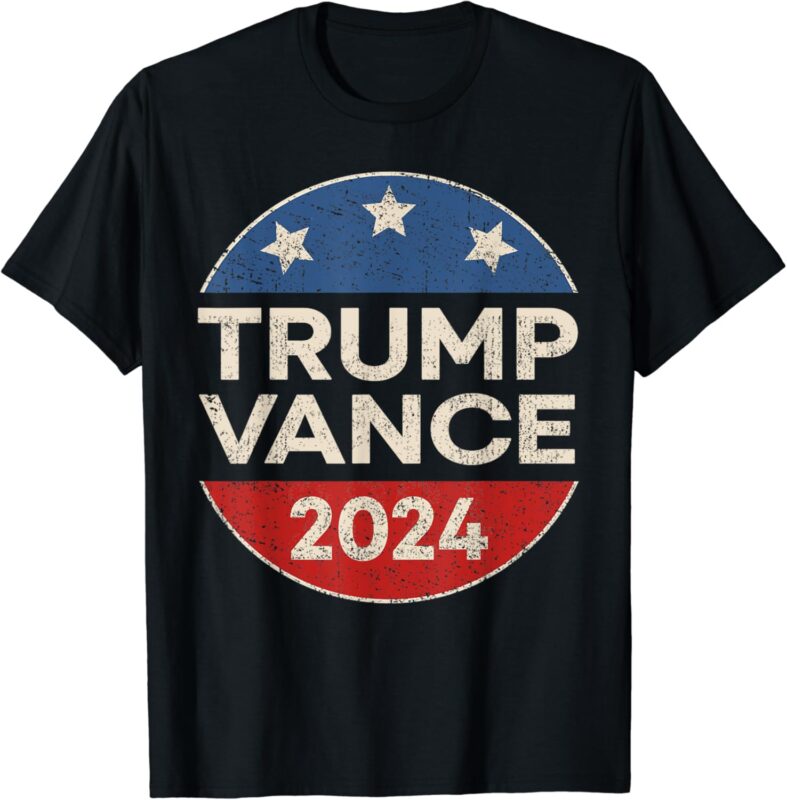 Trump Vance 2024 Retro Button Vice President VP Election T-Shirt