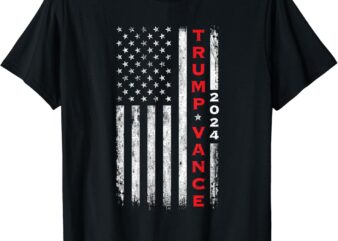 Trump Vance 2024 Vintage Subdued Vertical Flag T-Shirt