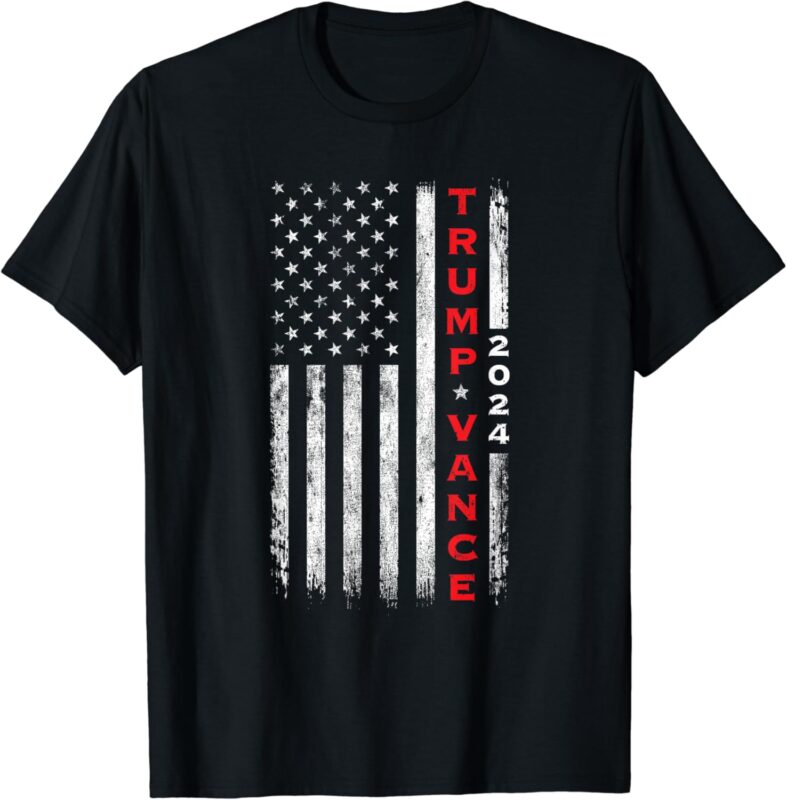 Trump Vance 2024 Vintage Subdued Vertical Flag T-Shirt