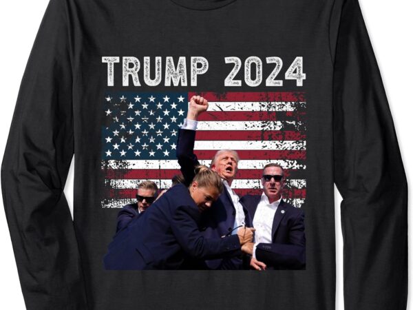 Us flag donald trump election rally shooting 2024 long sleeve t-shirt