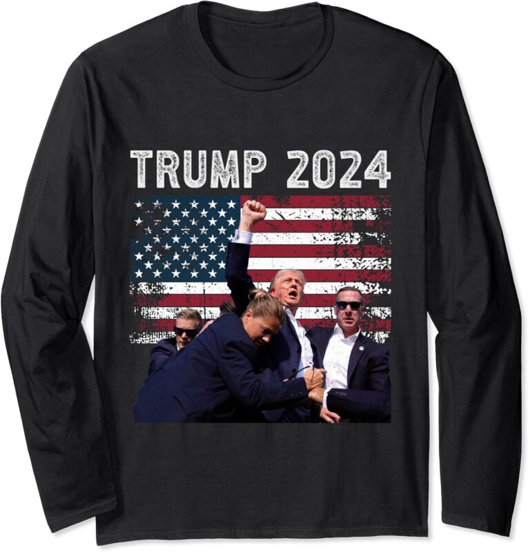 US Flag Donald Trump Election Rally Shooting 2024 Long Sleeve T-Shirt