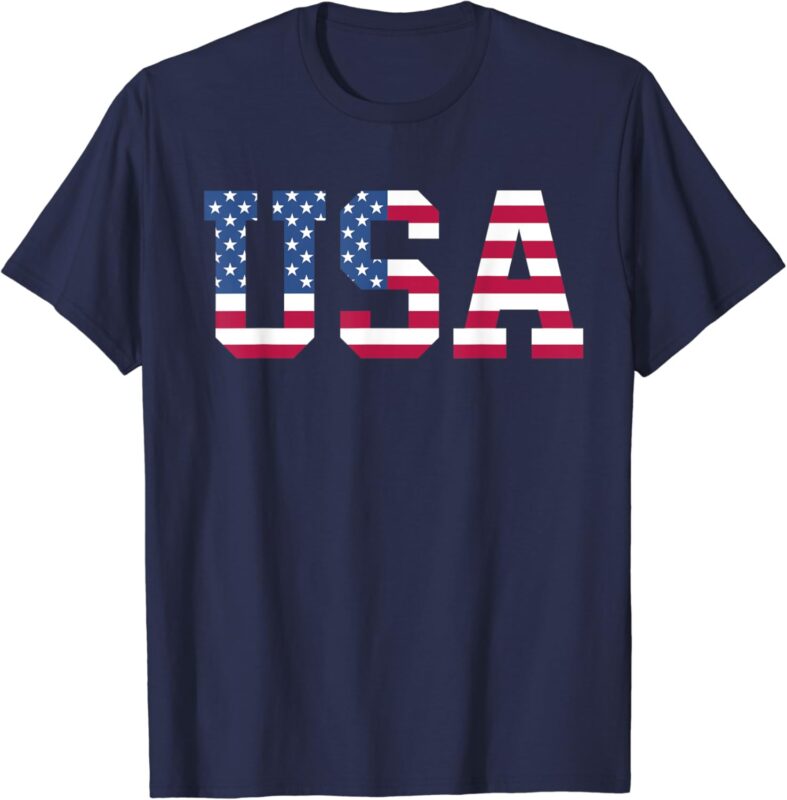 USA American Flag Patriotic Red White Blue Stars & Stripes T-Shirt