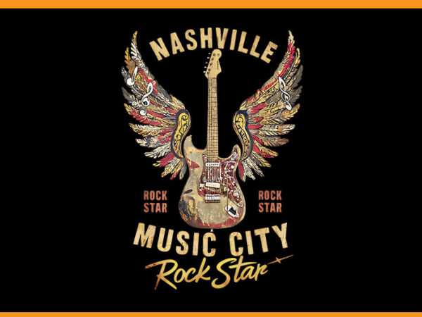 Cool concert rock star guitar wings music nashville png t shirt vector file