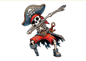 Dabbing Skeleton Pirate PNG t shirt vector illustration