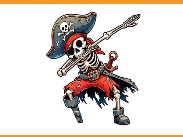 Dabbing skeleton pirate png t shirt vector illustration