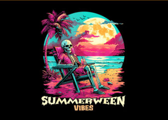 Halloween Holiday Skeleton PNG, Summerween Vibes PNG graphic t shirt