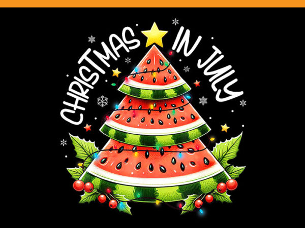 Christmas in july png, watermelon xmas tree summer png t shirt vector file