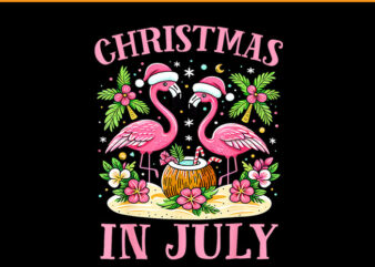 Pink Flamingo Christmas In July Beach Summer PNG t shirt illustration